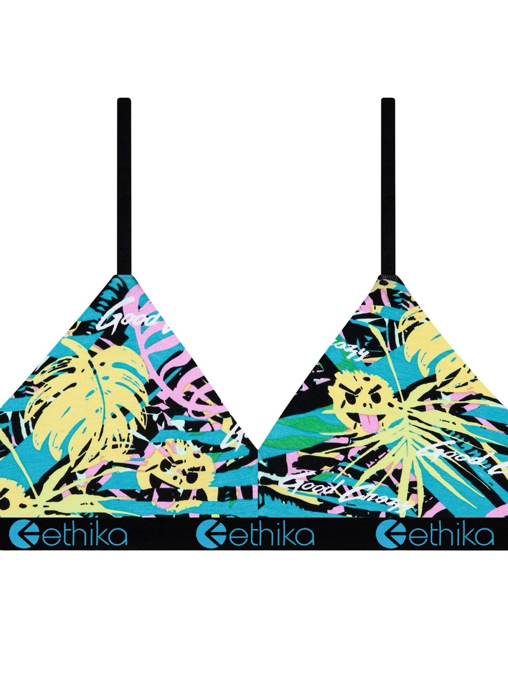 ethika "Vida Louca" Women's V-Neck Bra Size M Vibrant Colorful Print